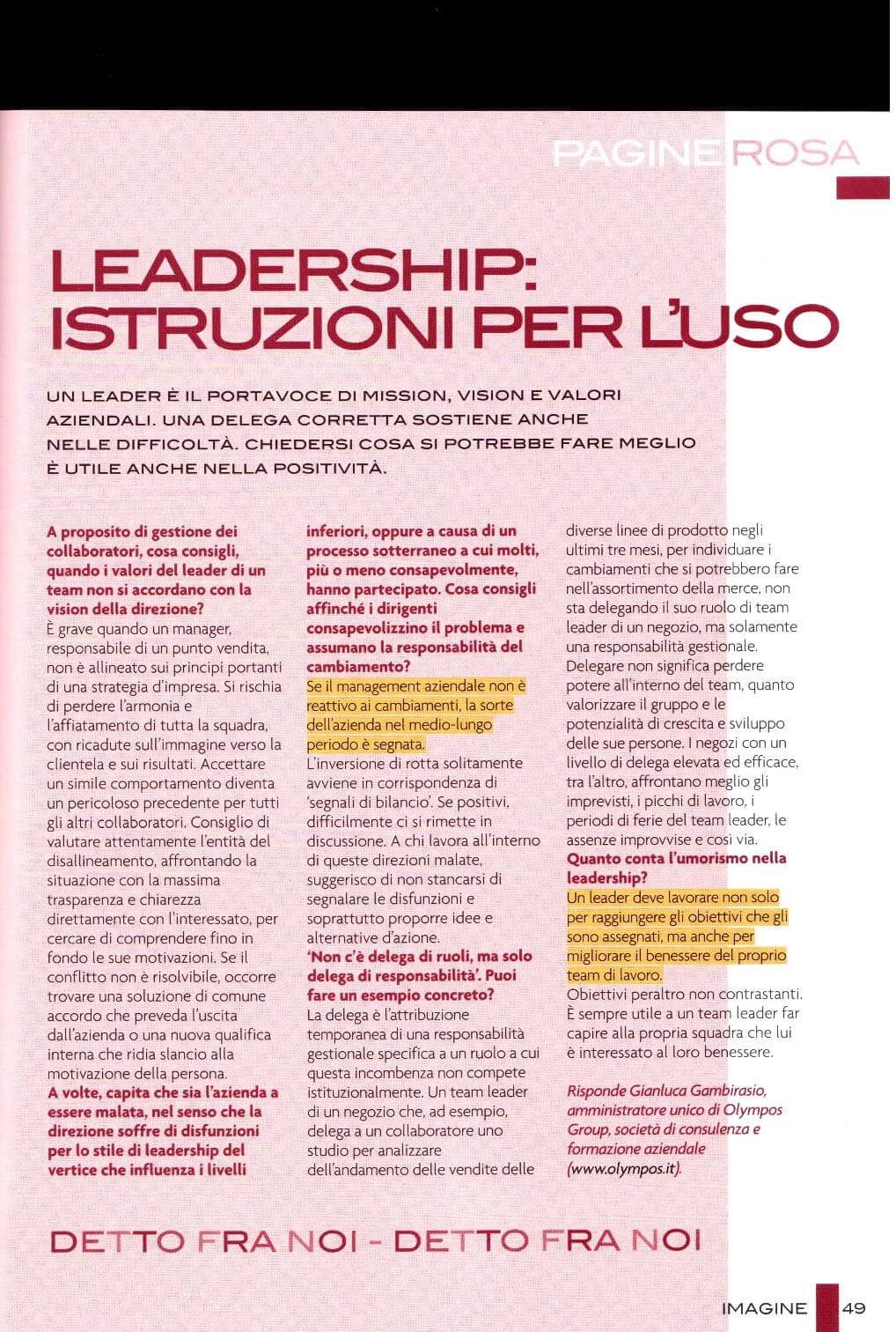 Leadership: istruzioni per l'uso